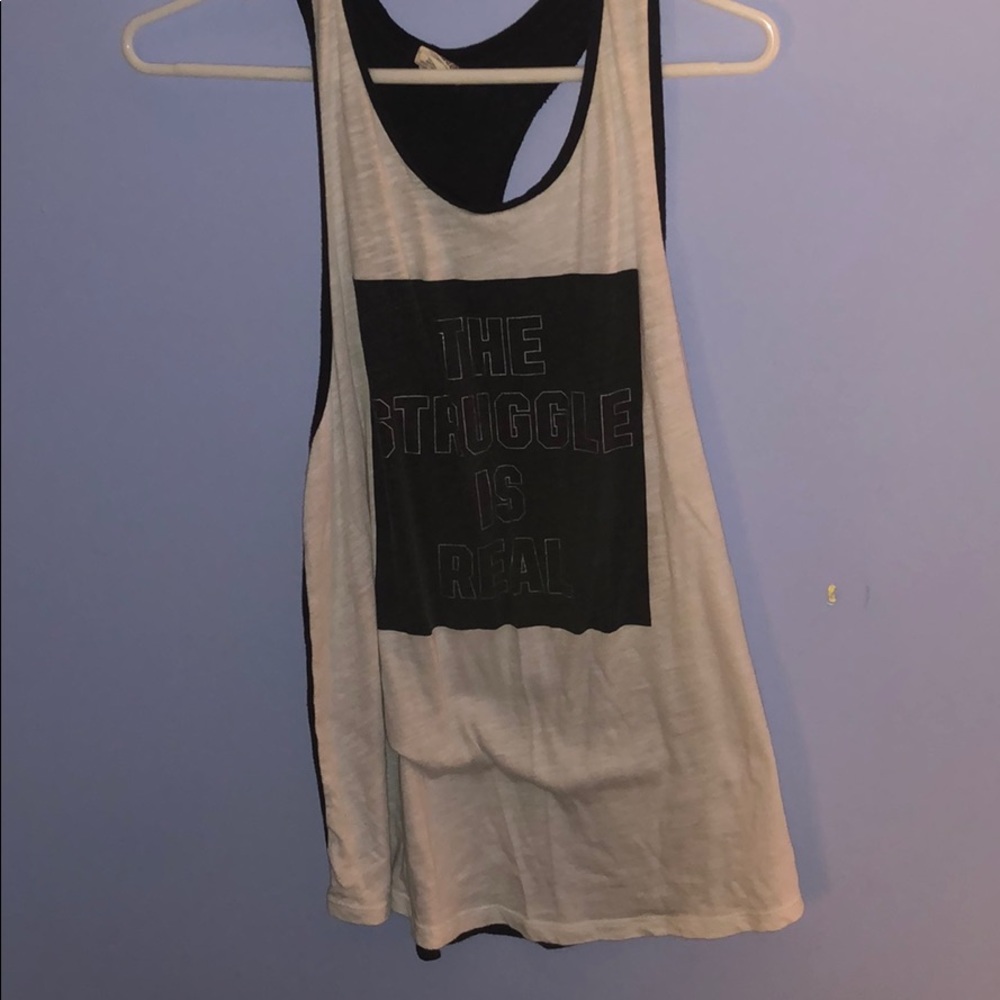 Black and white “the struggle is real” tank top